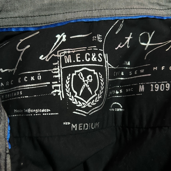 Men's M.E.C.&S Black & Grey Medium Casual Button Down Shirt - Picture 7 of 7